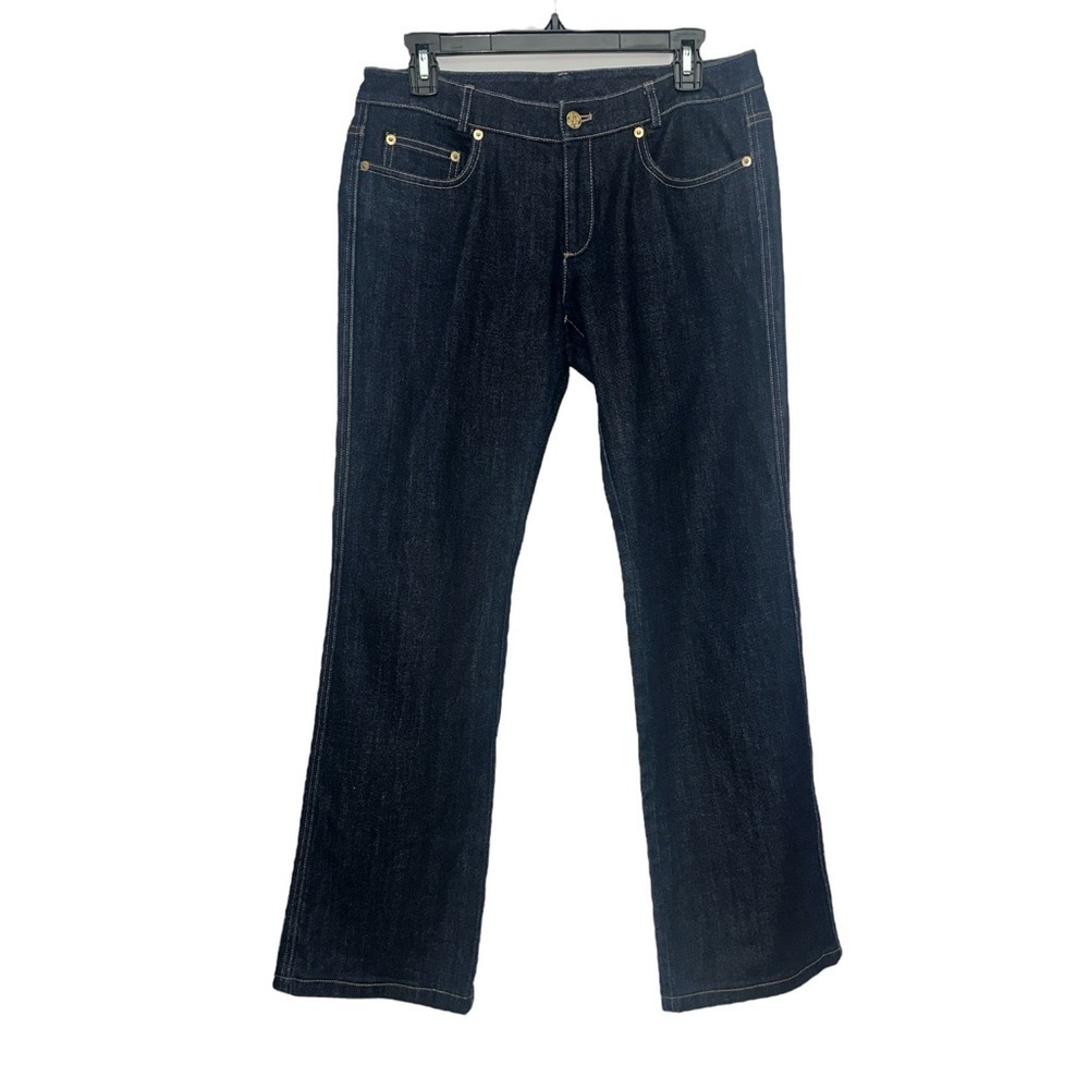 St. John Jeans Size 6 Jeweled Pocket Boot Cut Low Rise Dark Wash Denim